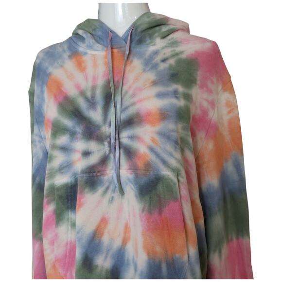 Raquel Allegra Tie Dye Crop Hoodie in Pastel Size 2/M - Picture 3 of 12
